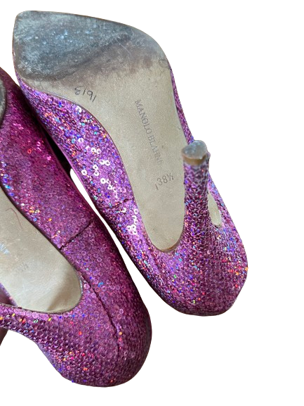 Barbie Called Pink Sequin BB Pumps 38.5 (7.5/8)