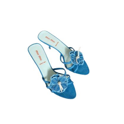 Denim Flower Slide Sandals 37 (7)