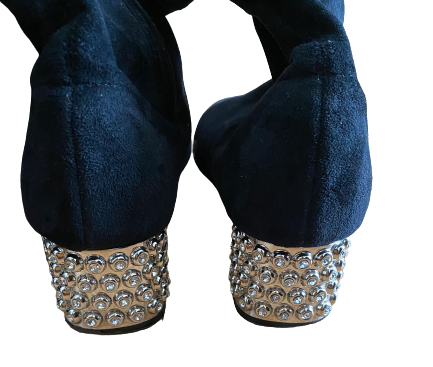 Suede and Rhinestones Thigh-High Boots 38