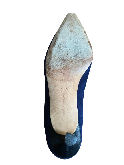 Scalloped Navy Suede Pumps 37.5 (6.5/7)