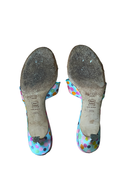 Light Blue Pastel Polka Dot Satin Heels 38.5 (7.5/8)