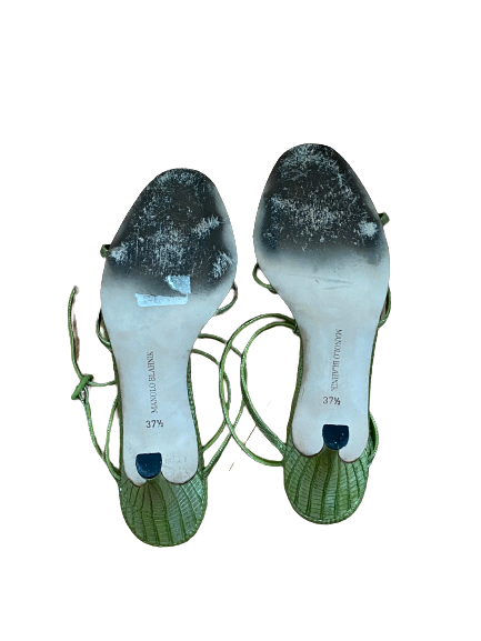 Lime Green Lizard Strappy Heels 37.5 (6.5/7)