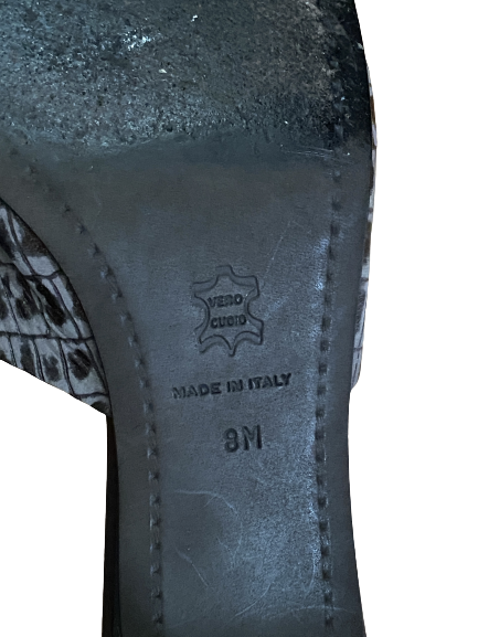 Grey Croc Embossed Toe Strap Sandals 7.5/8