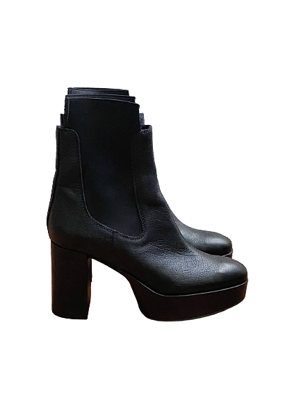 Pull-On Platform Leather Boots 38 (38.5)