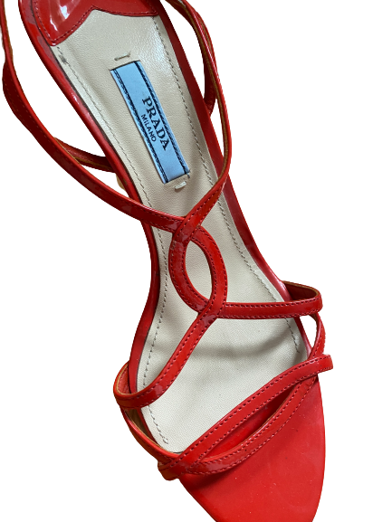 Cherry Red Patent Leather Prada Heels 7/7.5