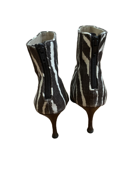 Brown and Cream Wild Zebra Print Ankle Boot 38 (7/7.5)