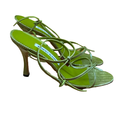 Lime Green Lizard Strappy Heels 37.5 (6.5/7)
