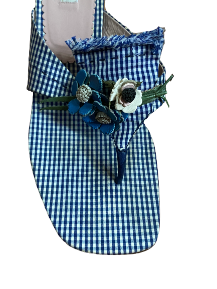 Picnic in the Park Gingham and Floral Heels 38.5 (8/8.5)