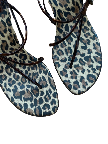 Leopard and Tortoiseshell Strappy Sandals 8/8.5