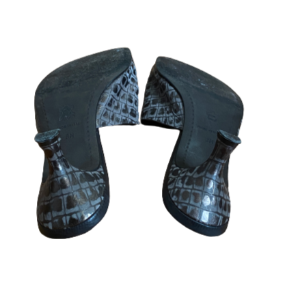 Grey Croc Embossed Toe Strap Sandals 7.5/8
