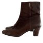 Brown Distressed Leather Booties 39