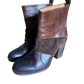 Mixed Materials Round-Toe Boots 37 (37.5)